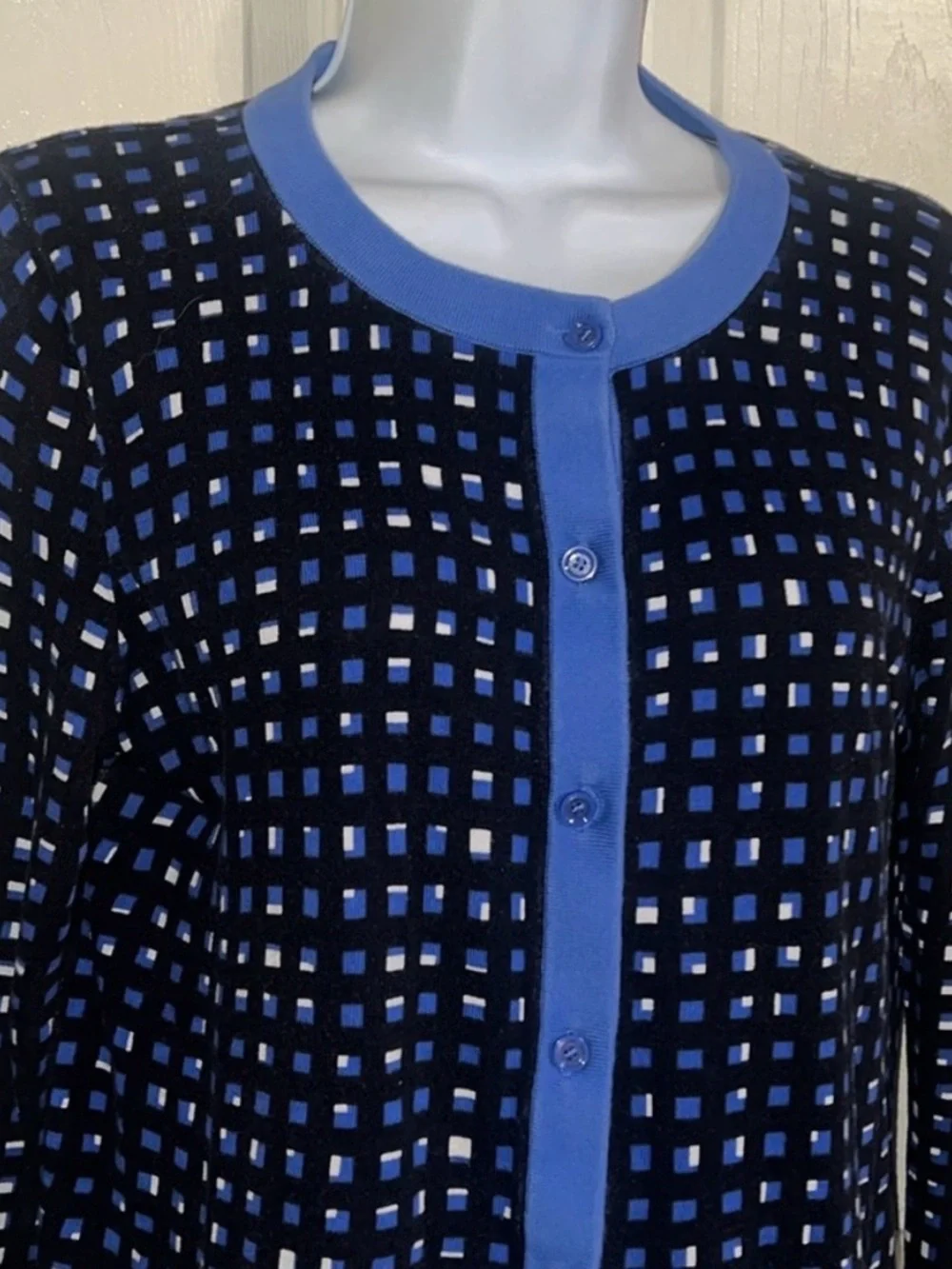 kate spade Navy and Blue Grid Cardigan